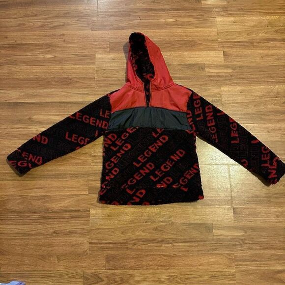 Quad Seven Red and Black Fleece Hooded Pullover | Boys Size 16/18 - Picture 2 of 9